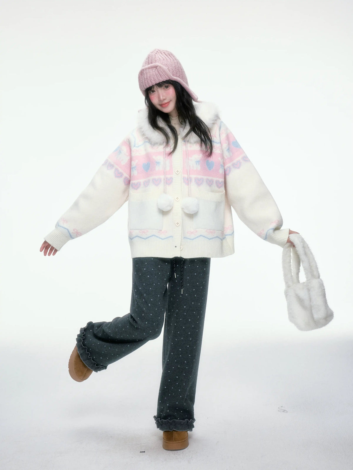 BIBIBENCY - Dark Gray Polka Dot Sweatpants