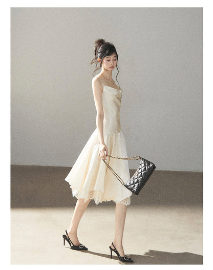 170726 "Planting a Garden of Pear Blossoms" Cream White Lace Mini Dress