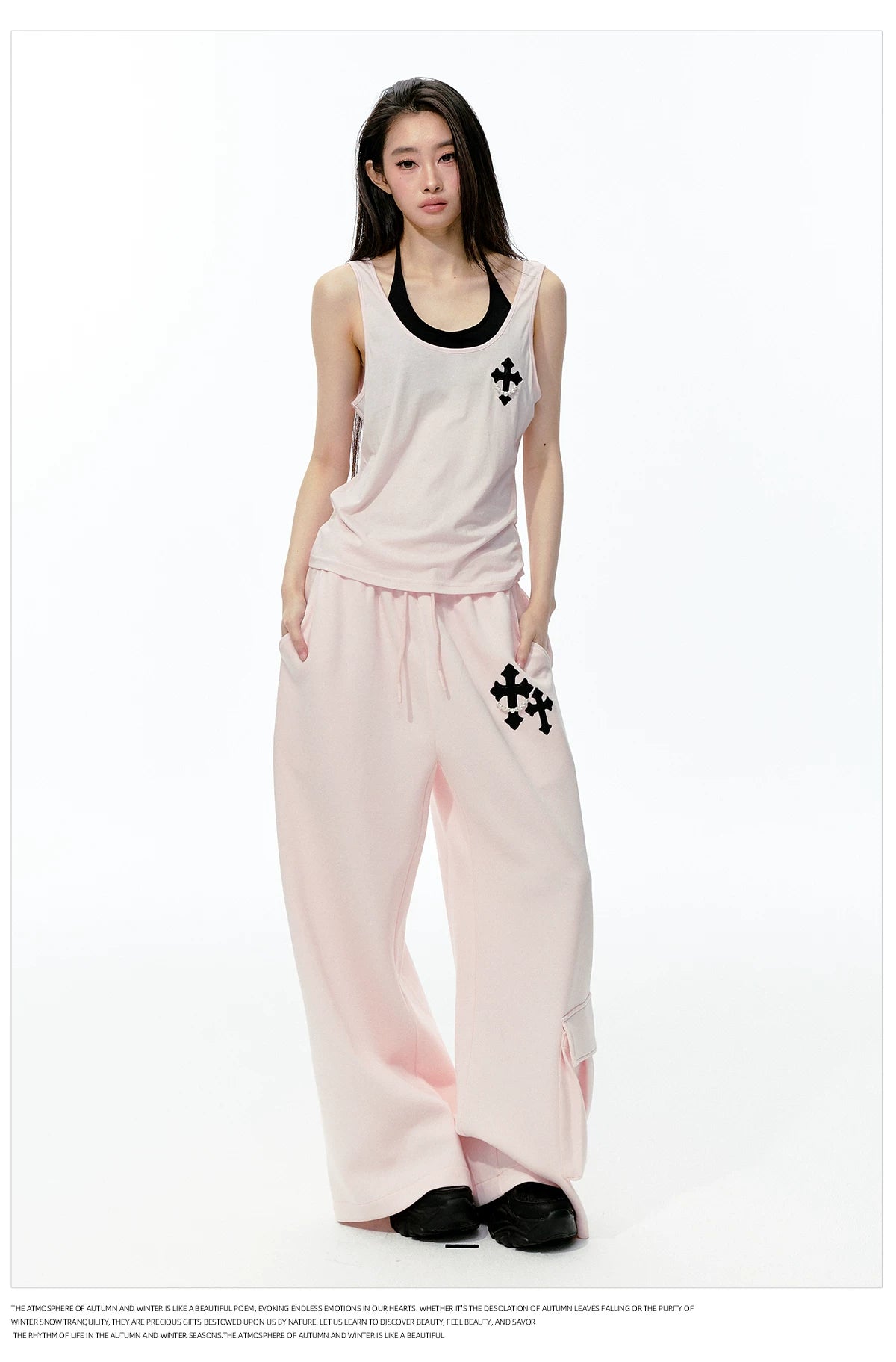 JN's DESIGN - Pink Layered Tank Top & Tulle-Overlay Sweatpants Set