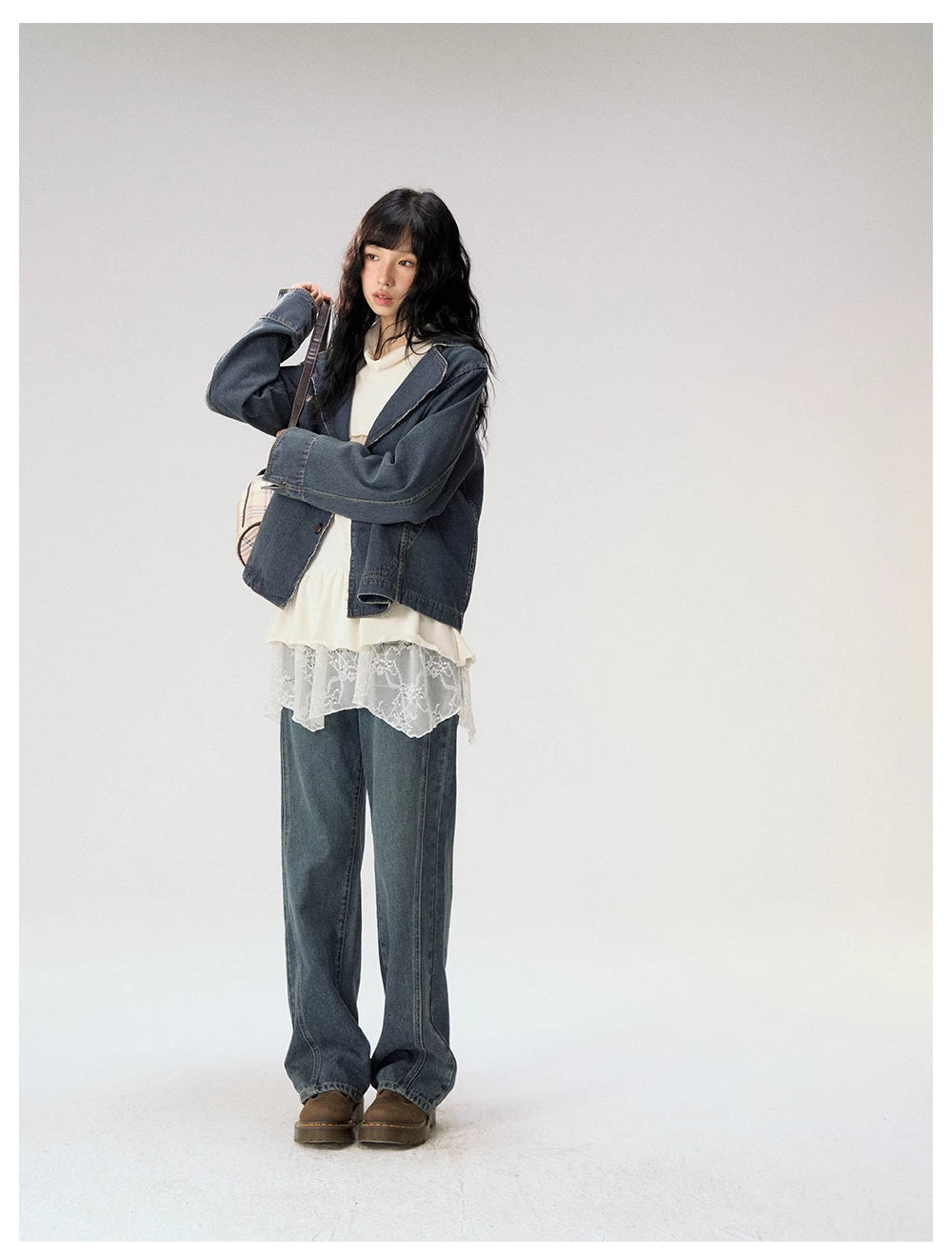 [CAN] "Wildflower Echoes" Vintage Indigo Denim Set (Jacket / Flared Pants / Midi Skirt)
