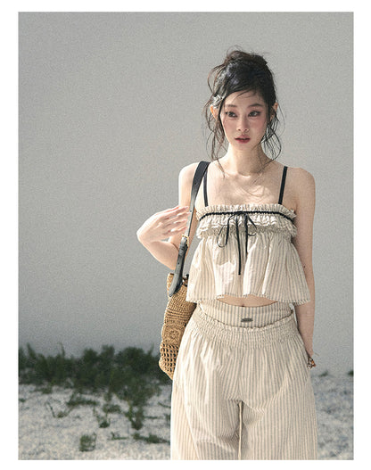 “Midsummer Woven Daydream” Dutch Cream Stripe Two-Piece Set