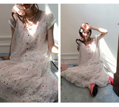 “Strawberry Boba Daydream” Pink Polka Dot Bubble Skirt Set