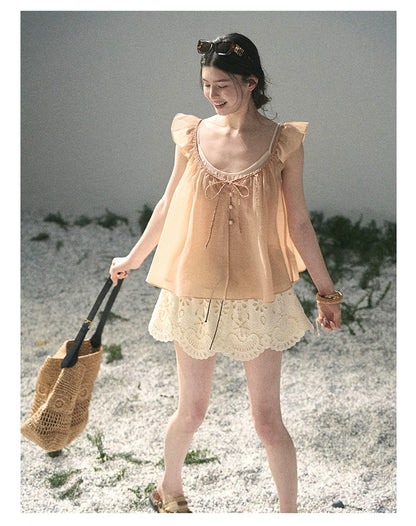 “Your Whisper” Lotus Mauve Babydoll Twinset Top