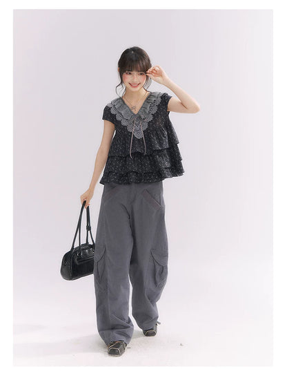 “Pear Shape Genius” Dusty Mauve Washed Cotton Cargo Pants
