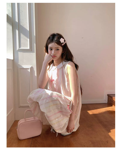 “Peach Soda Dream” Blush Pink Bubble Hem Dress