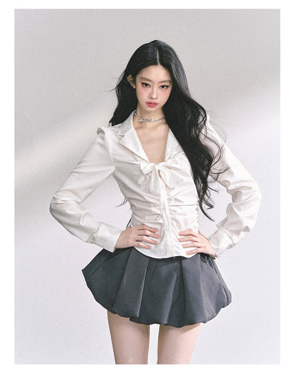 少也眼 "K-Drama White Moonlight" Soft Sophisticate Blouse - White 486864