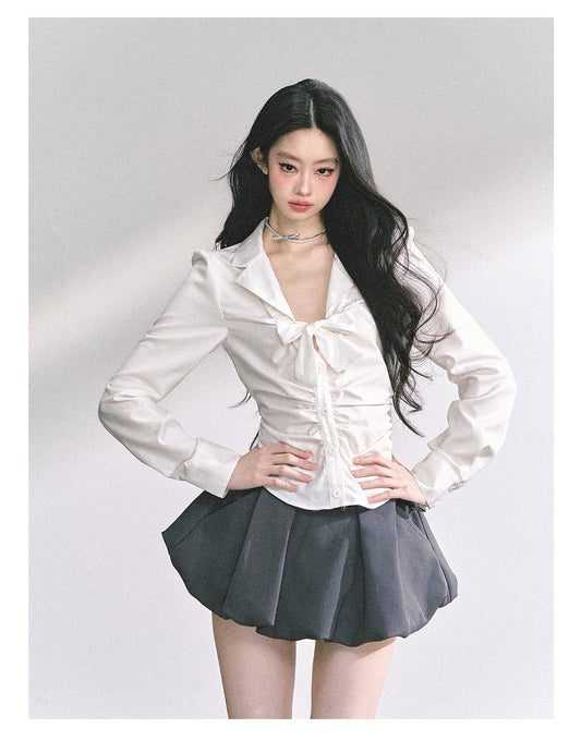 少也眼 "K-Drama White Moonlight" Soft Sophisticate Blouse - White 486864