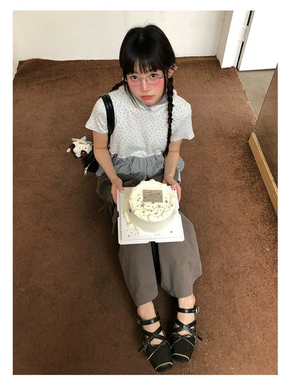 "Street Stroll Girl" Sage Gray Cotton Wide-Leg Cargo Pants