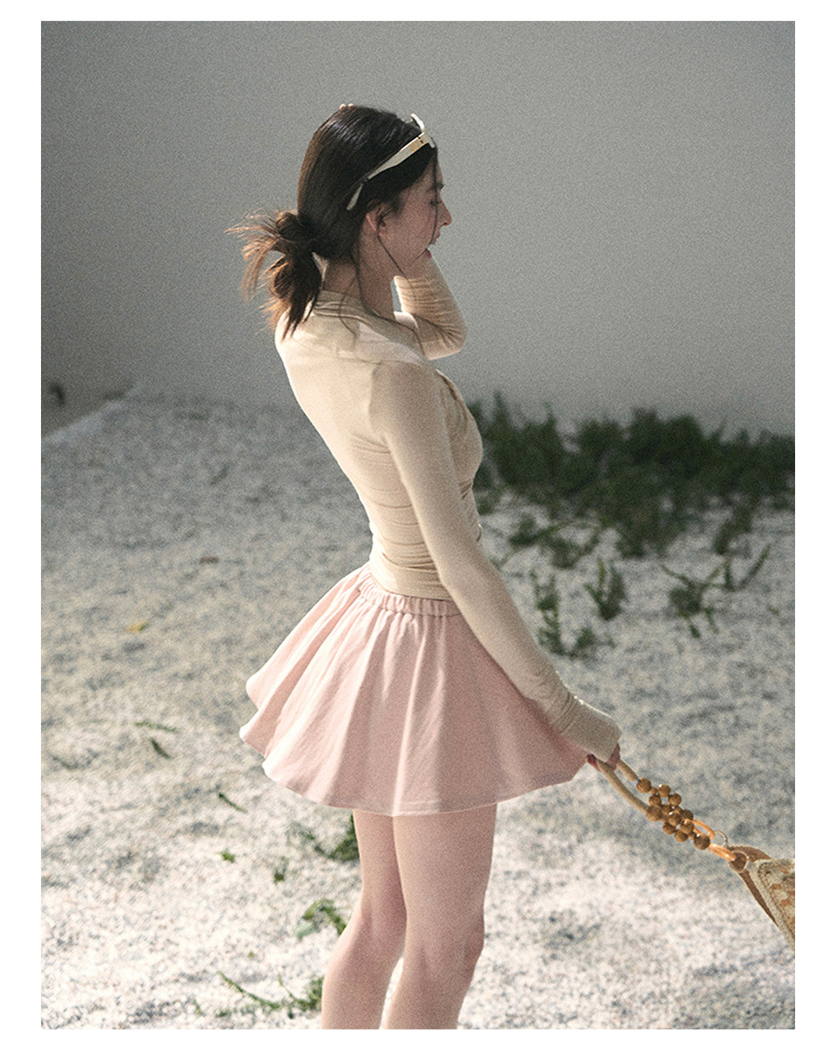“Soft Evening Breeze” Milk Tea Layered Halter Top
