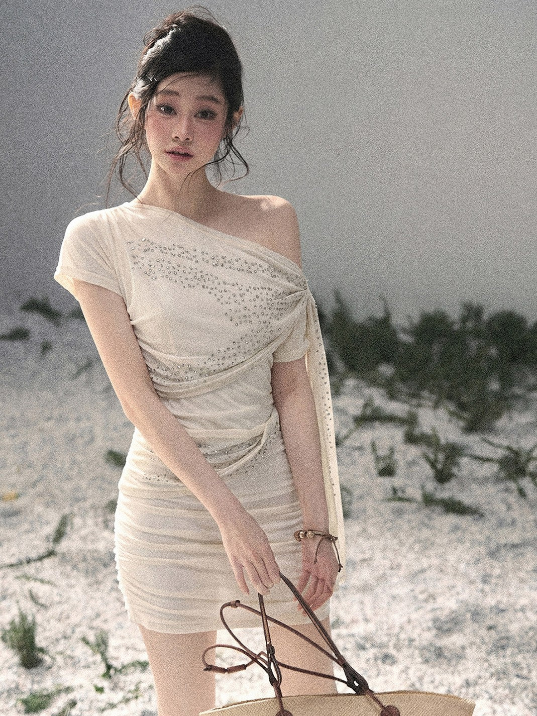 “Frosted Kiss” Milk Apricot Mini Dress
