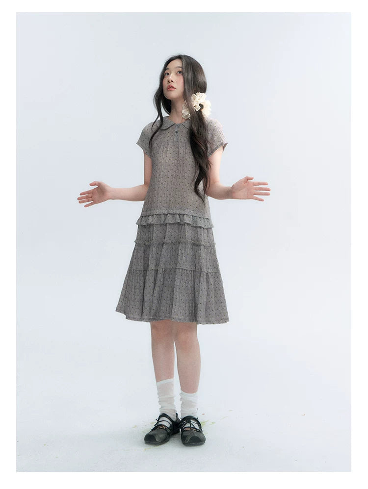 "Weekend Diary" Ruffle Tiered Polo Midi Dress
