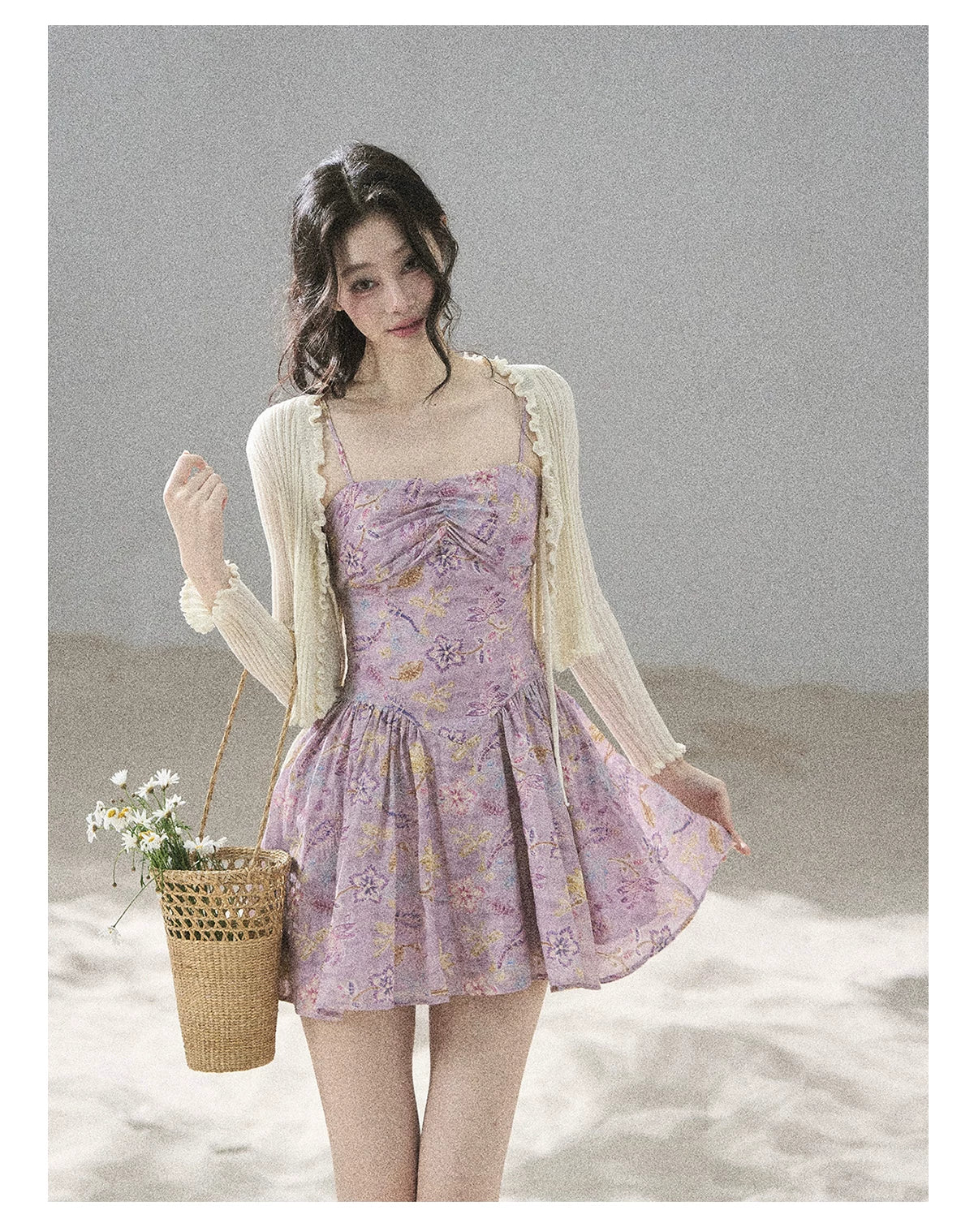 "Iris Bloom" Purple Iris Cami Mini Dress
