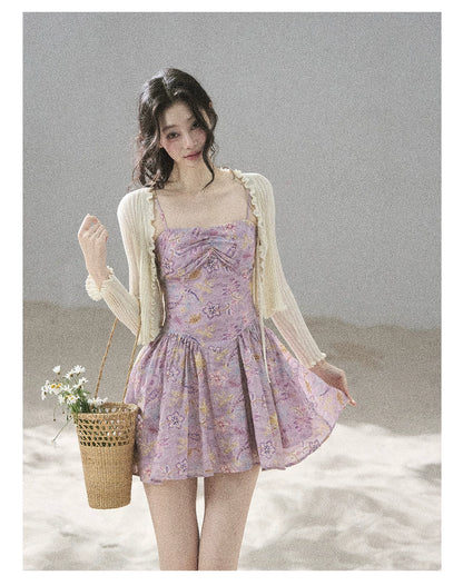 "Iris Bloom" Purple Iris Cami Mini Dress