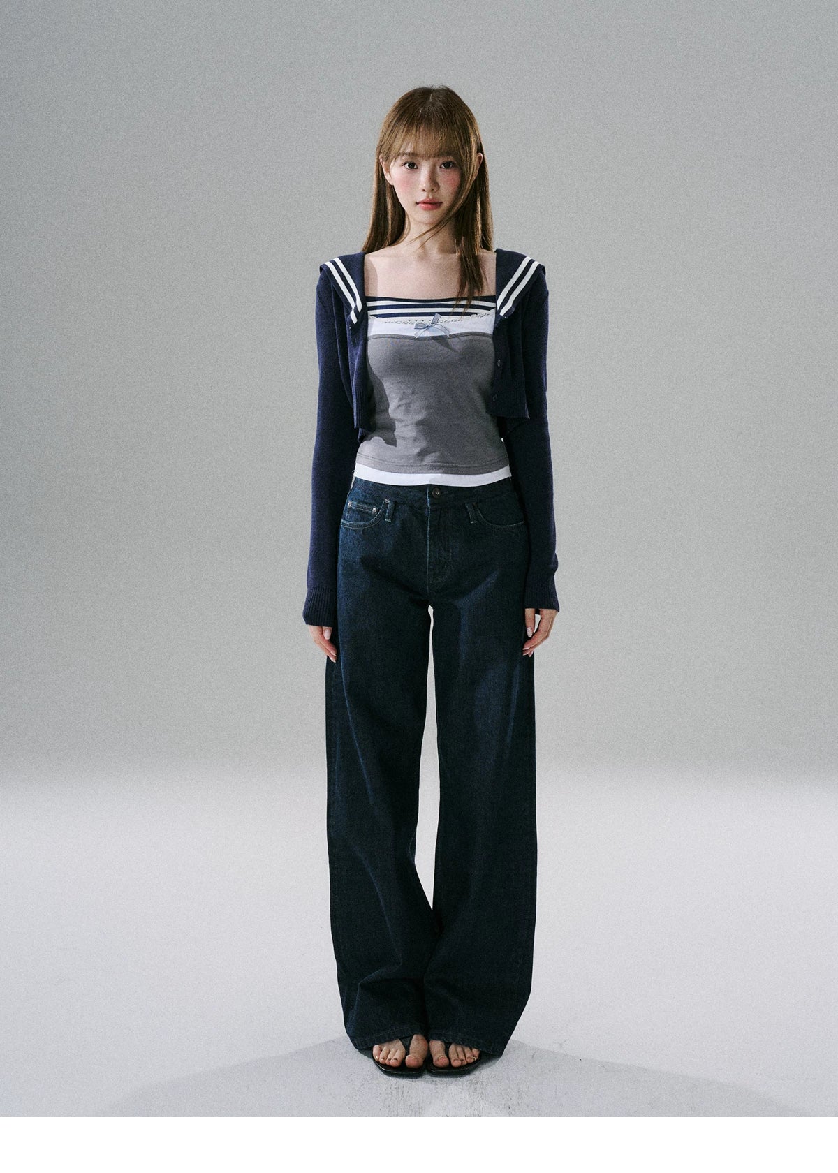 LOST FOREST - Navy Hooded Knit Cardigan