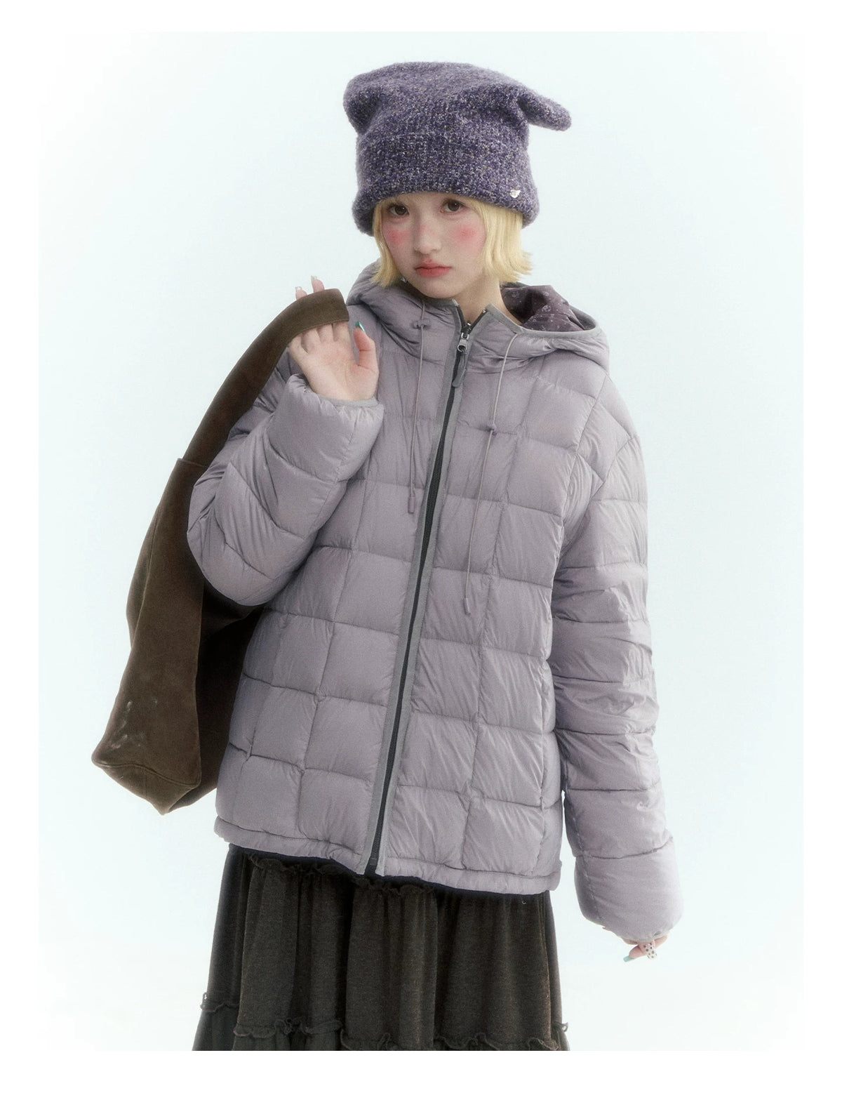 Horridale - Misty Purple Reversible Floral Hooded Down Jacket