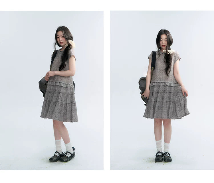 "Weekend Diary" Ruffle Tiered Polo Midi Dress