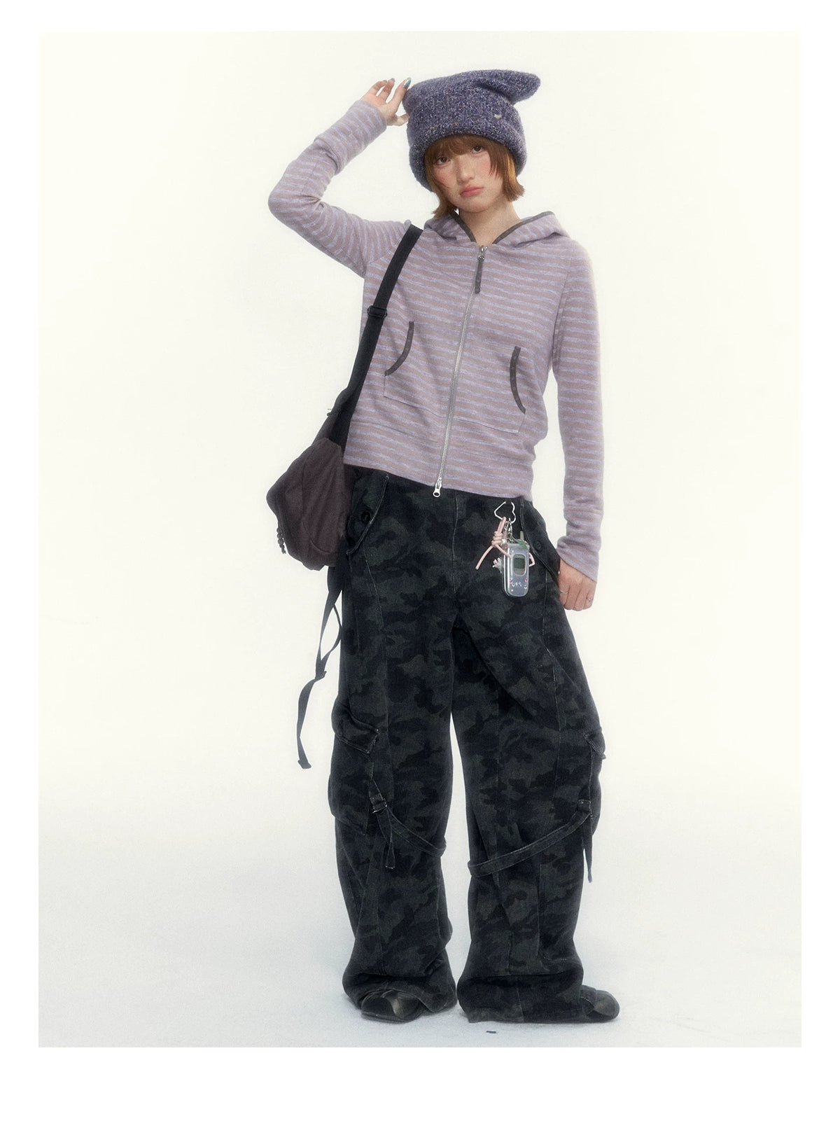 Camouflage Washed Wide-Leg Utility Pants