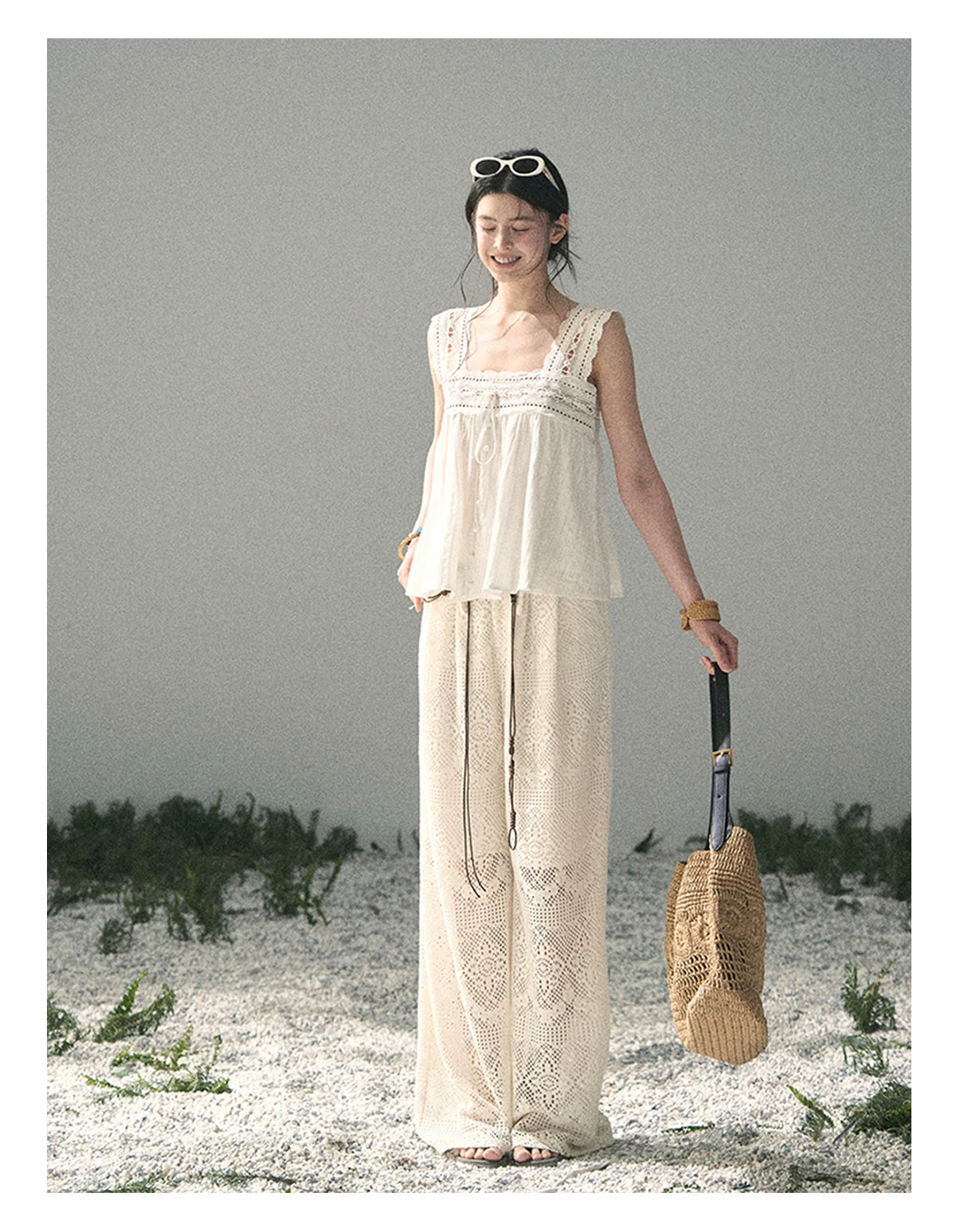 “Summer Light Through Veil” Ivory Lace Babydoll Blouse