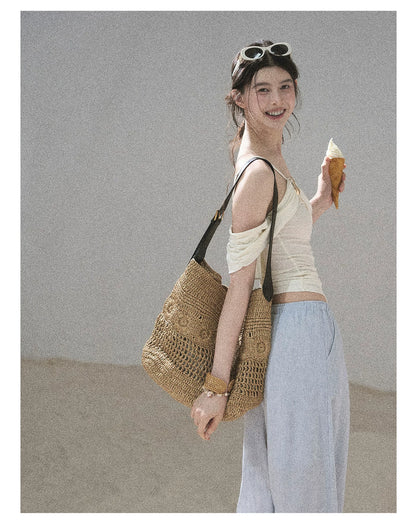 "Follow the Sea Breeze" Lightweight Straight-Leg Wide-Leg Pants (Lotus Pink/ Gray Sage Green/ Gray Blue)
