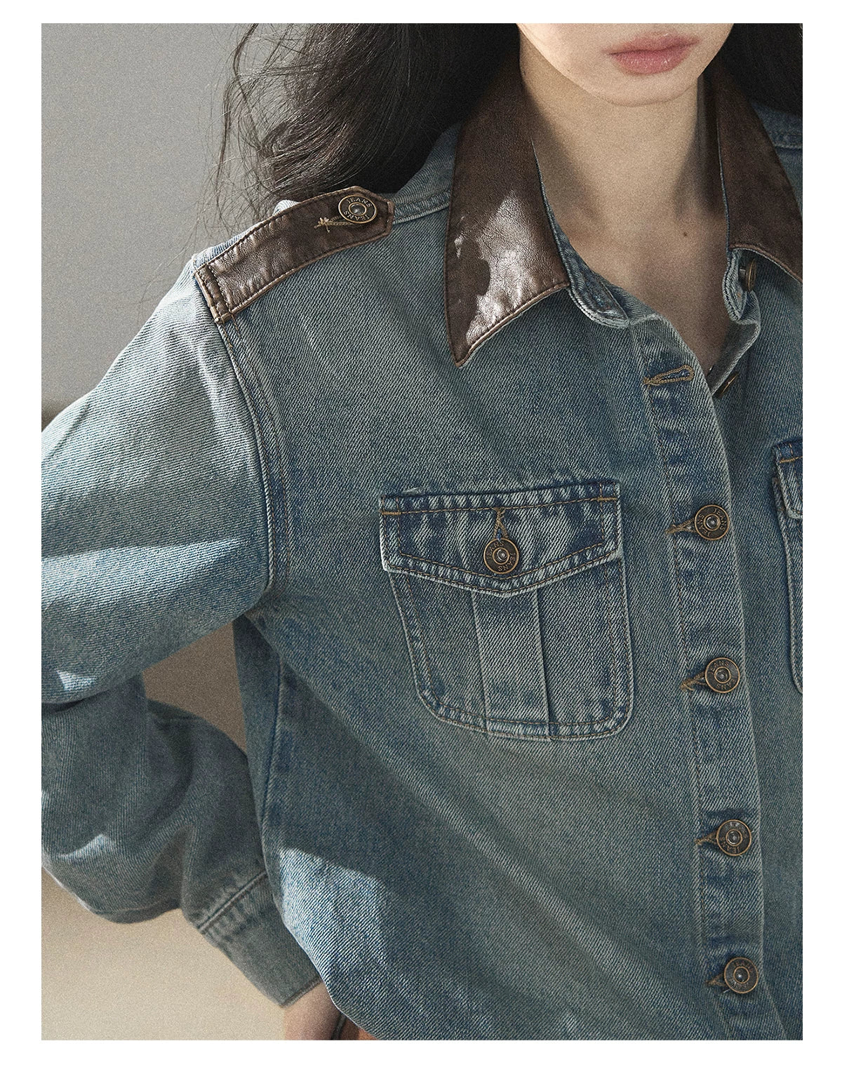 AOMALM - "Borrowed Sunshine" Vintage Blue Denim Commuter Set (Top + Shorts with Belt)