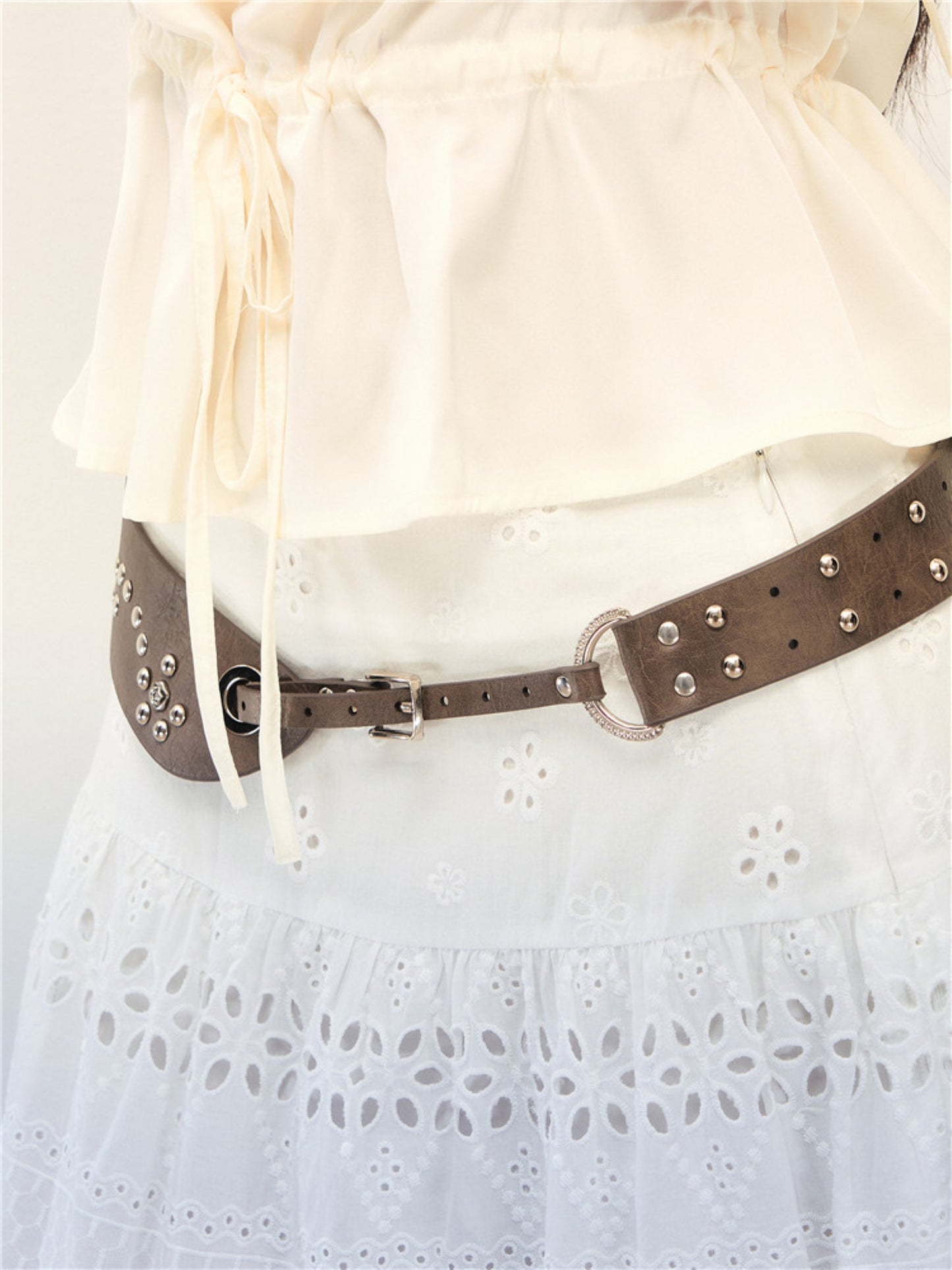 1P - “Crazy Over You” Studded Leather Wide Belt