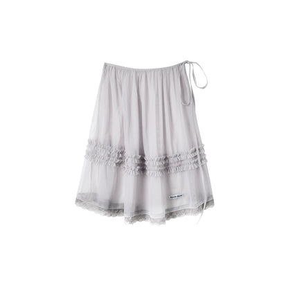 "Sage Whisper" Ethereal Layered Collection (Sailor Knit Sweater / Pleated Midi Skirt / Mesh Overlay Skirt)