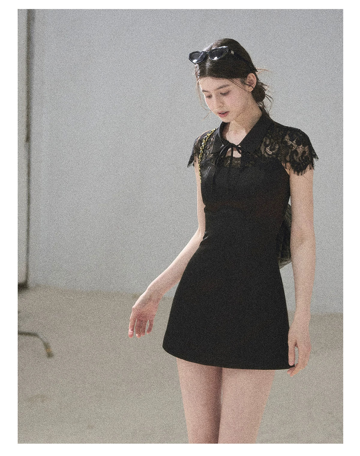 "Moonlit Rose Sonata" Tranquil Black Lace Mini Dress & Cape Set