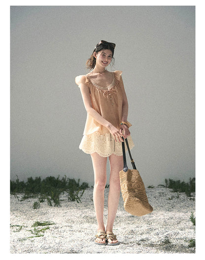 “Your Whisper” Lotus Mauve Babydoll Twinset Top