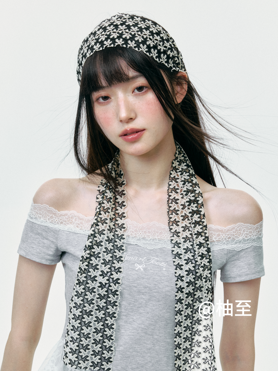 Floral Cutout Lace Scarf – Lightweight Breathable Summer Neck Scarf