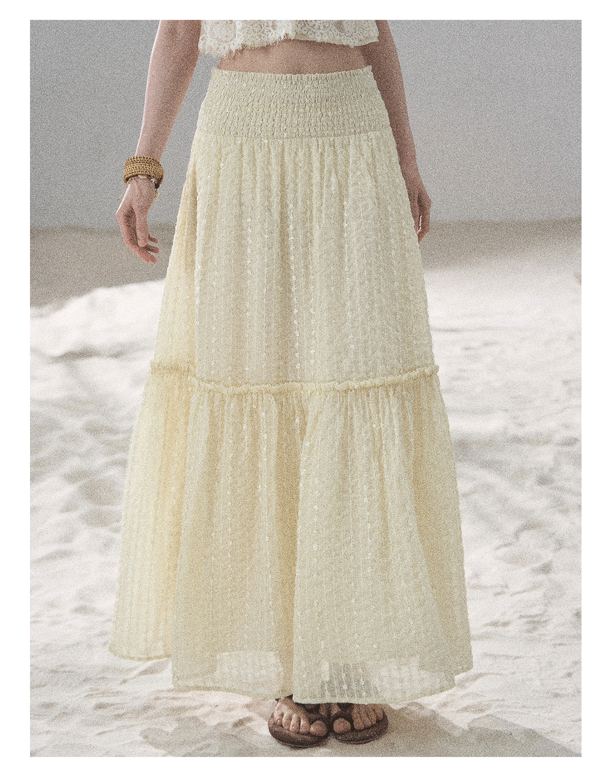 "Whispering Wheat Fields" Sage Mist Lace Maxi Skirt
