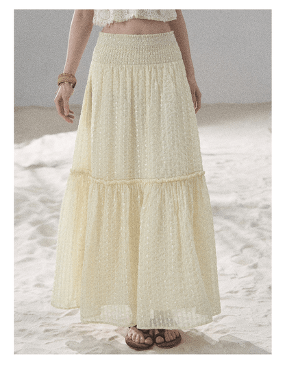 "Whispering Wheat Fields" Sage Mist Lace Maxi Skirt