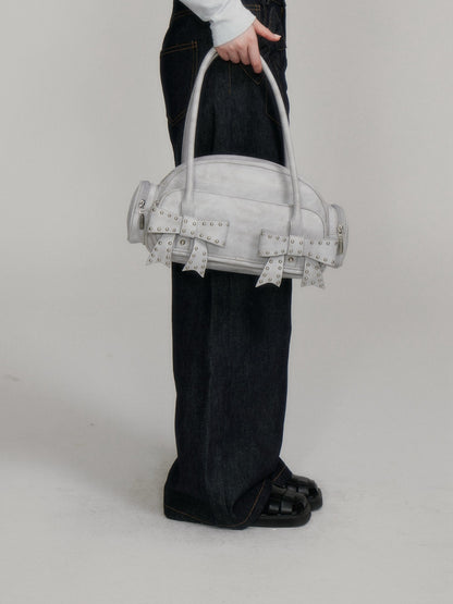 “Vintage Bow Charm” Studded Bow Retro Bowling Handbag M6611