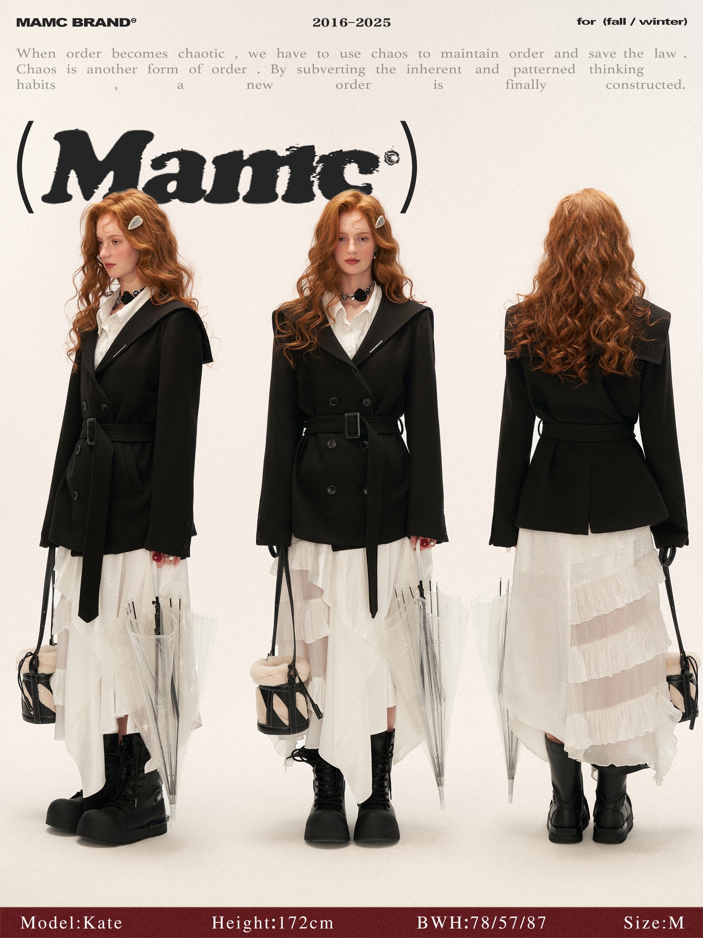 MAMC - Academia Wool Belted Blazer – Double-Breasted Black