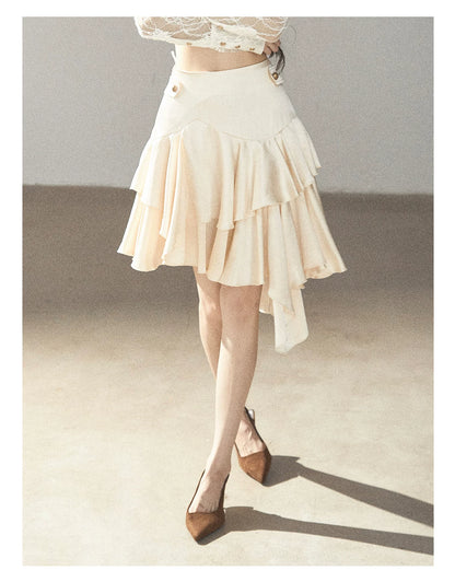 AOMALM - "Ginkgo & Evening Breeze" Dutch Cream French Satin Skirt