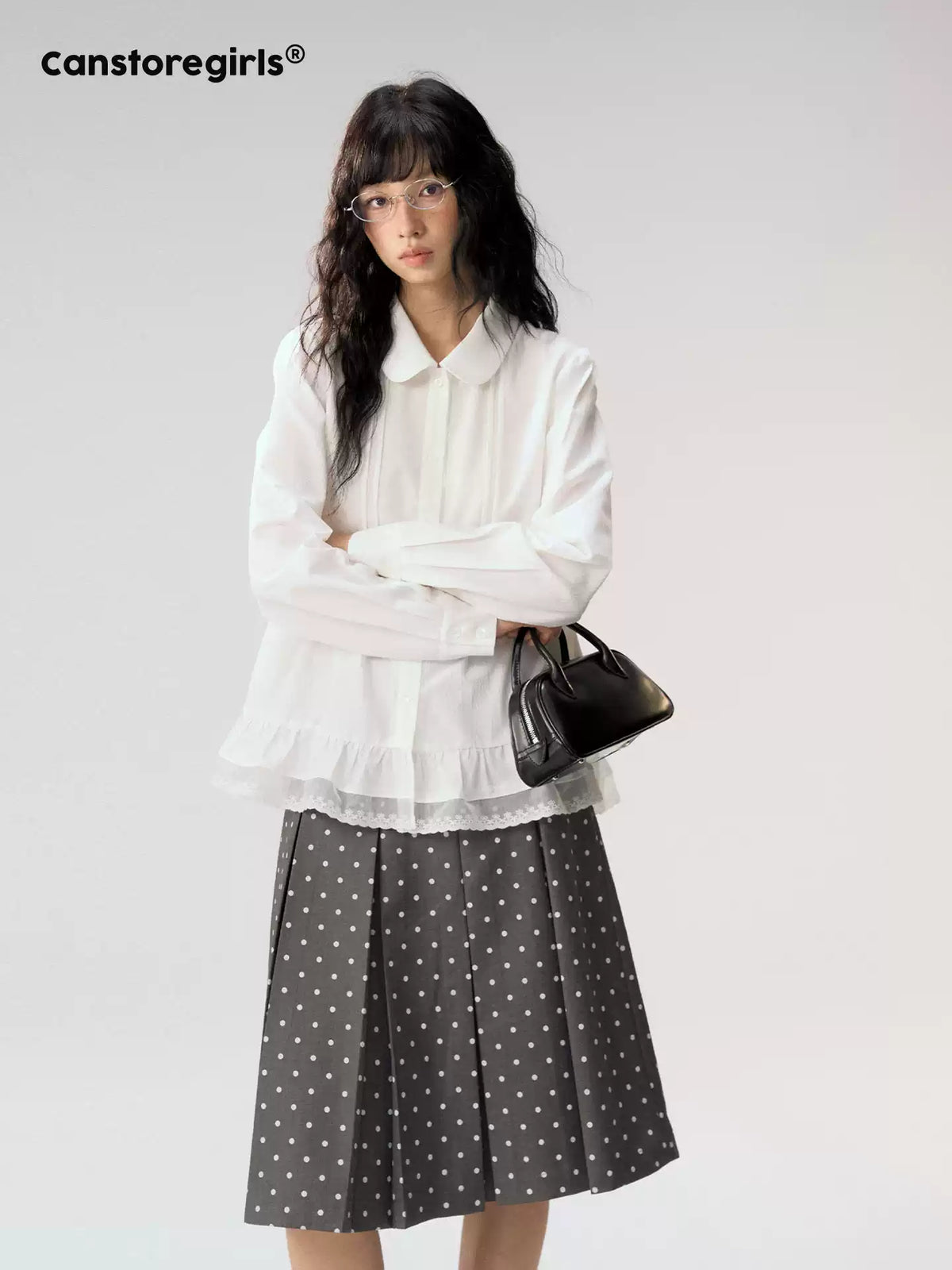 [CAN] "Misty Gardenia" White Lace Ruffle Doll Collar Blouse