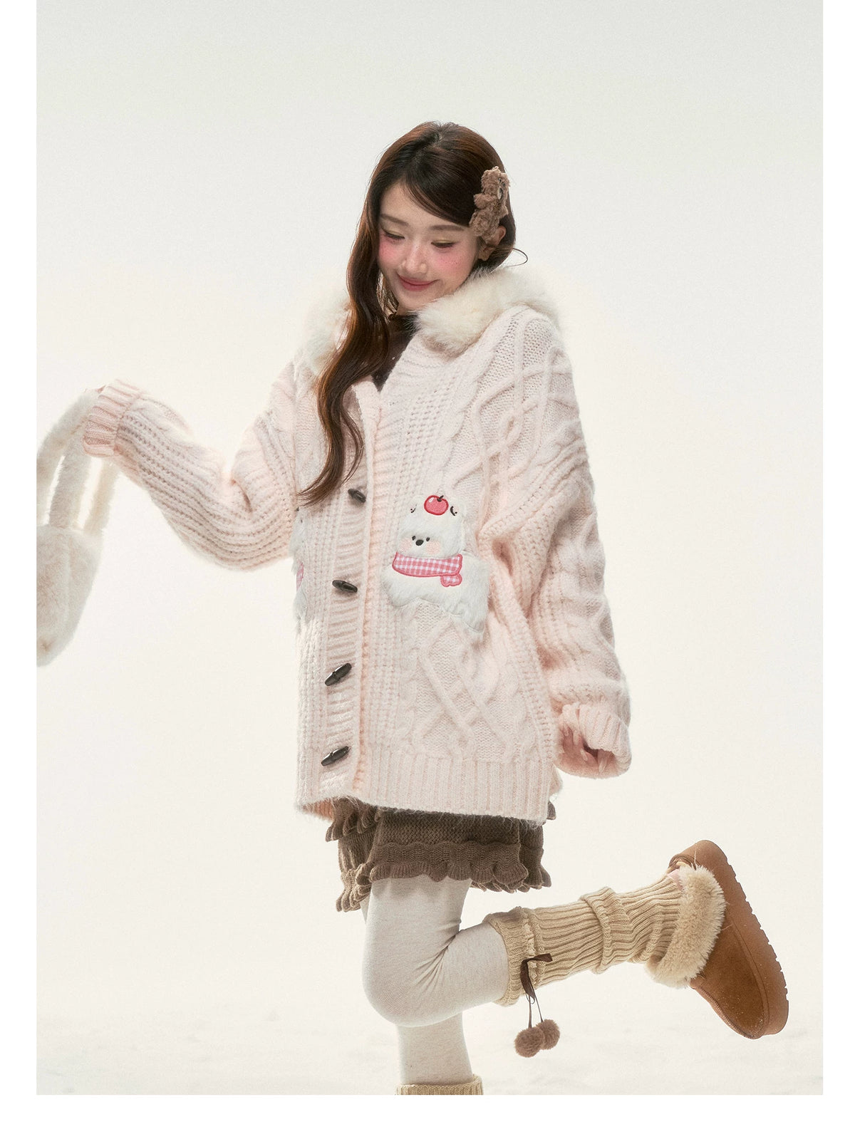 BIBIBENCY - Pink West Highland Terrier Knit Cardigan