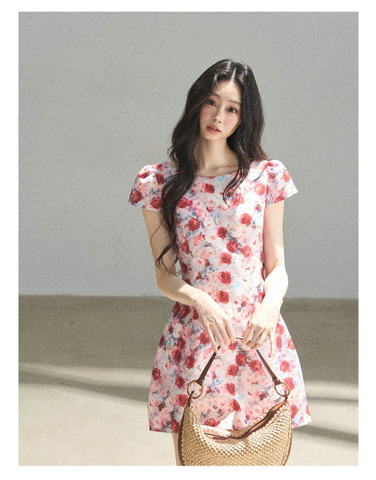 "Half a Rose" Dried Rose Fit & Flare Mini Dress