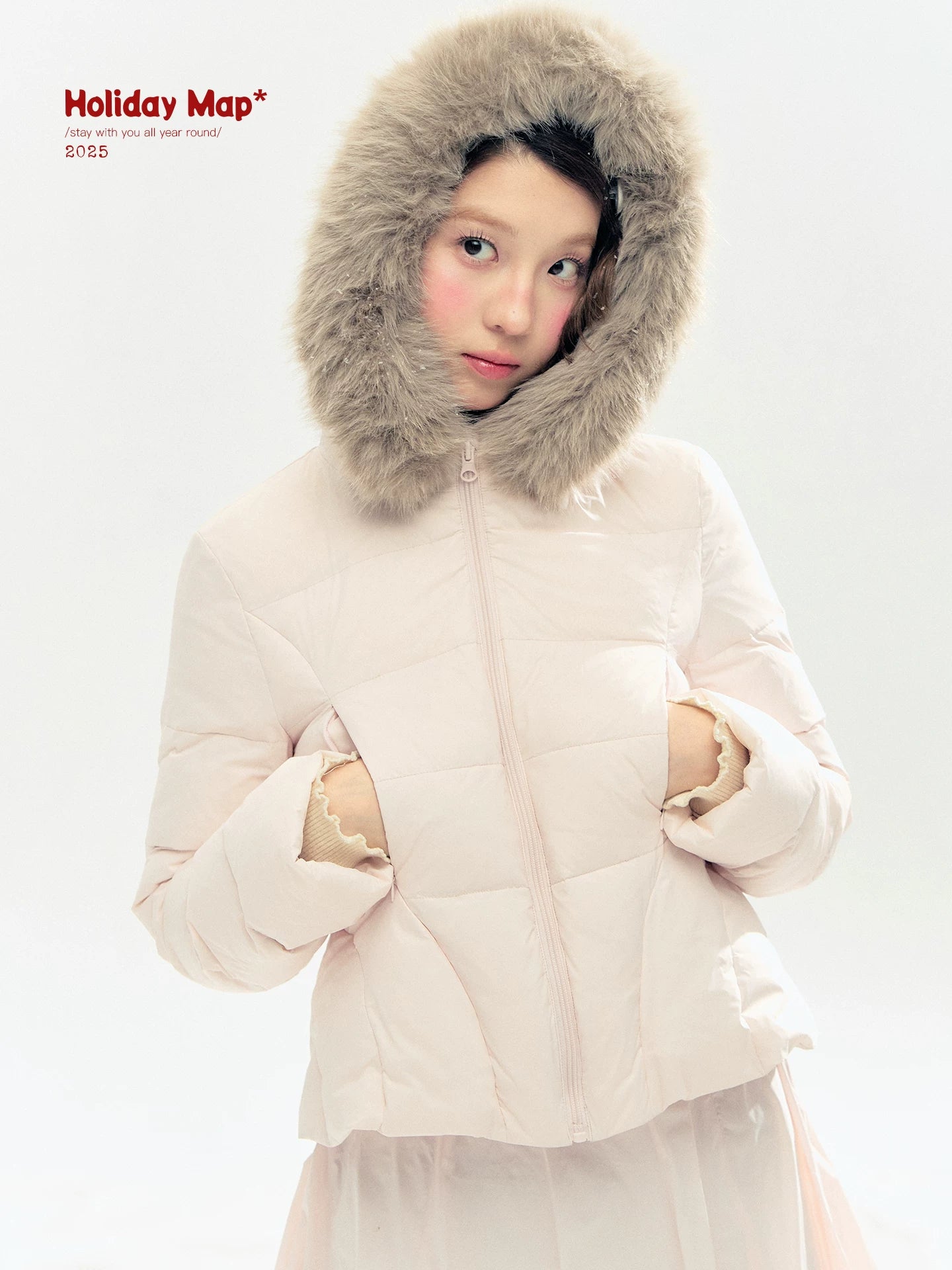 "Pink Bébé" Belle Pink Ballet Down Jacket & Quilted Bubble Mini Skirt Set