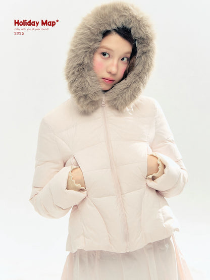 "Pink Bébé" Belle Pink Ballet Down Jacket & Quilted Bubble Mini Skirt Set