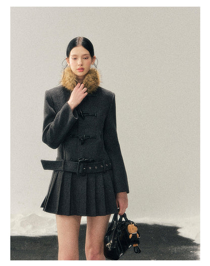 040126 “Winter’s Private Whisper” British Duffle Wool Mid-Length Coat