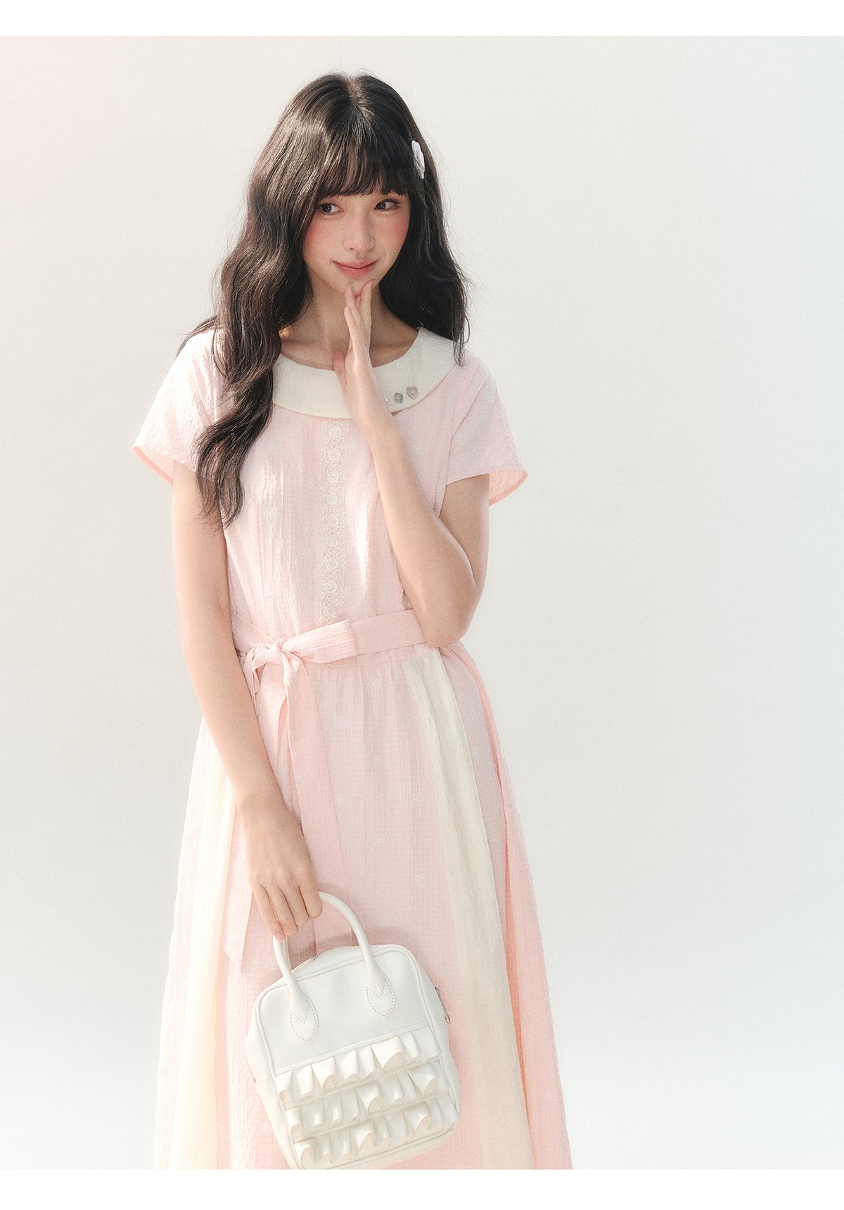 [CAN] "Sakura Mist Blossom" Pink Floral Doll Collar Dress