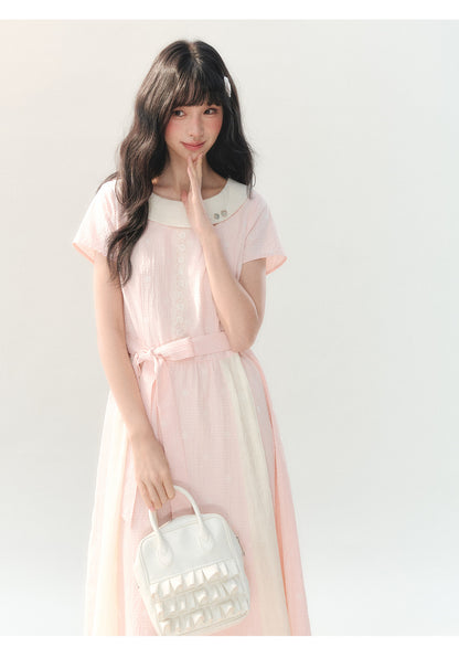 [CAN] "Sakura Mist Blossom" Pink Floral Doll Collar Dress