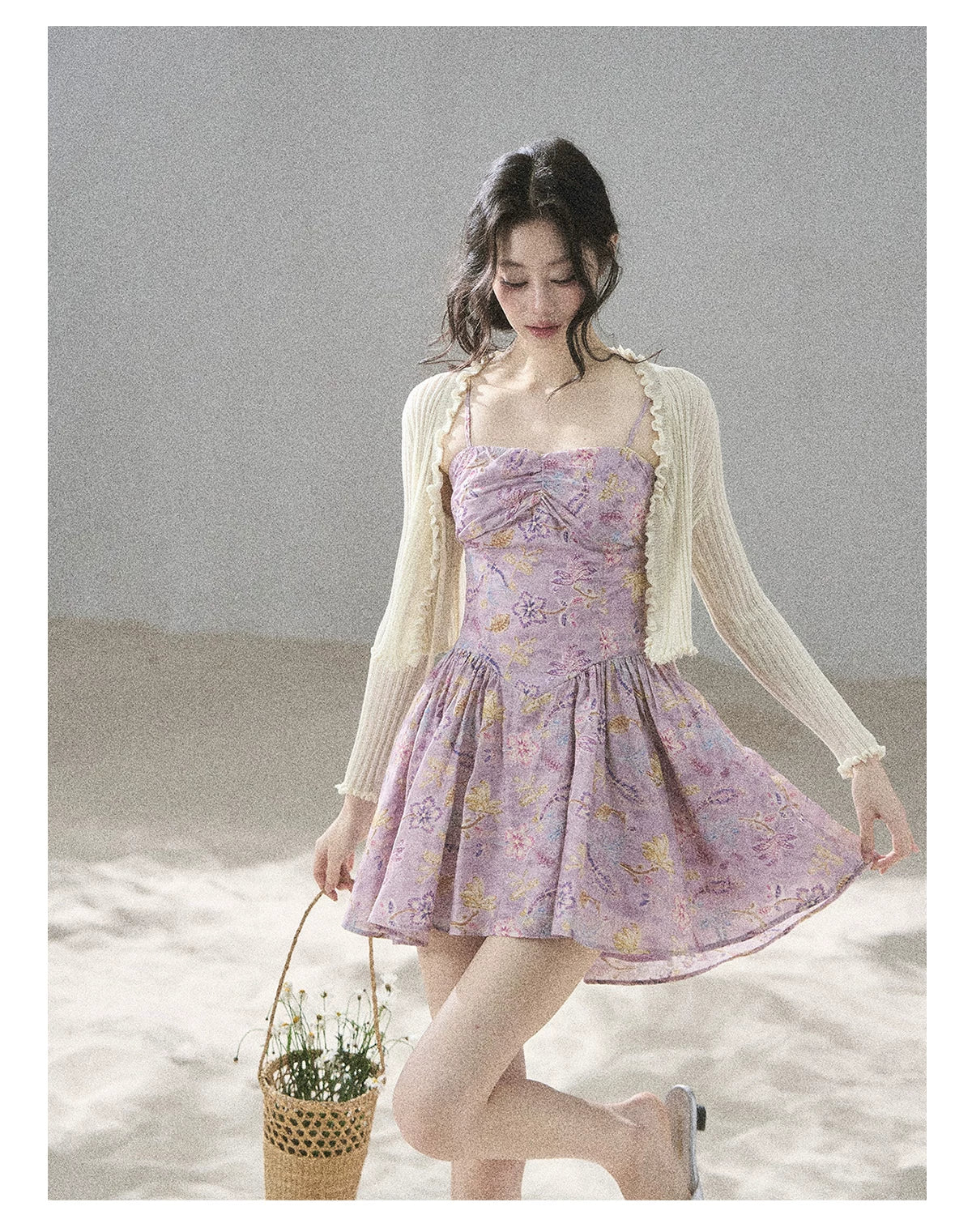 "Iris Bloom" Purple Iris Cami Mini Dress
