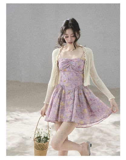 "Iris Bloom" Purple Iris Cami Mini Dress