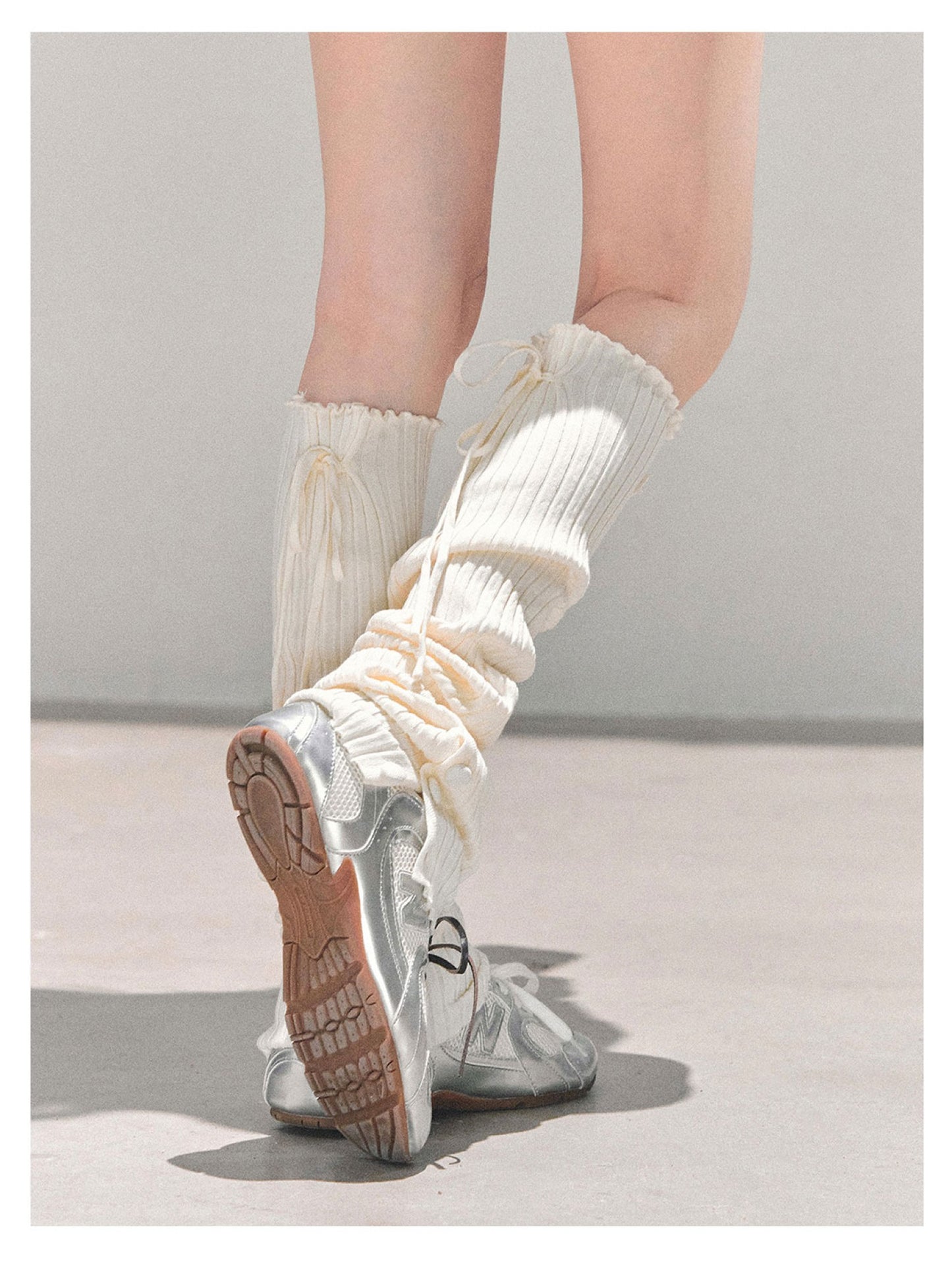 少也眼 “Whispered Warmth" Knit Winter Leg Warmers - Beige