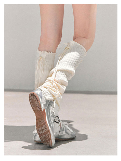 少也眼 “Whispered Warmth" Knit Winter Leg Warmers - Beige