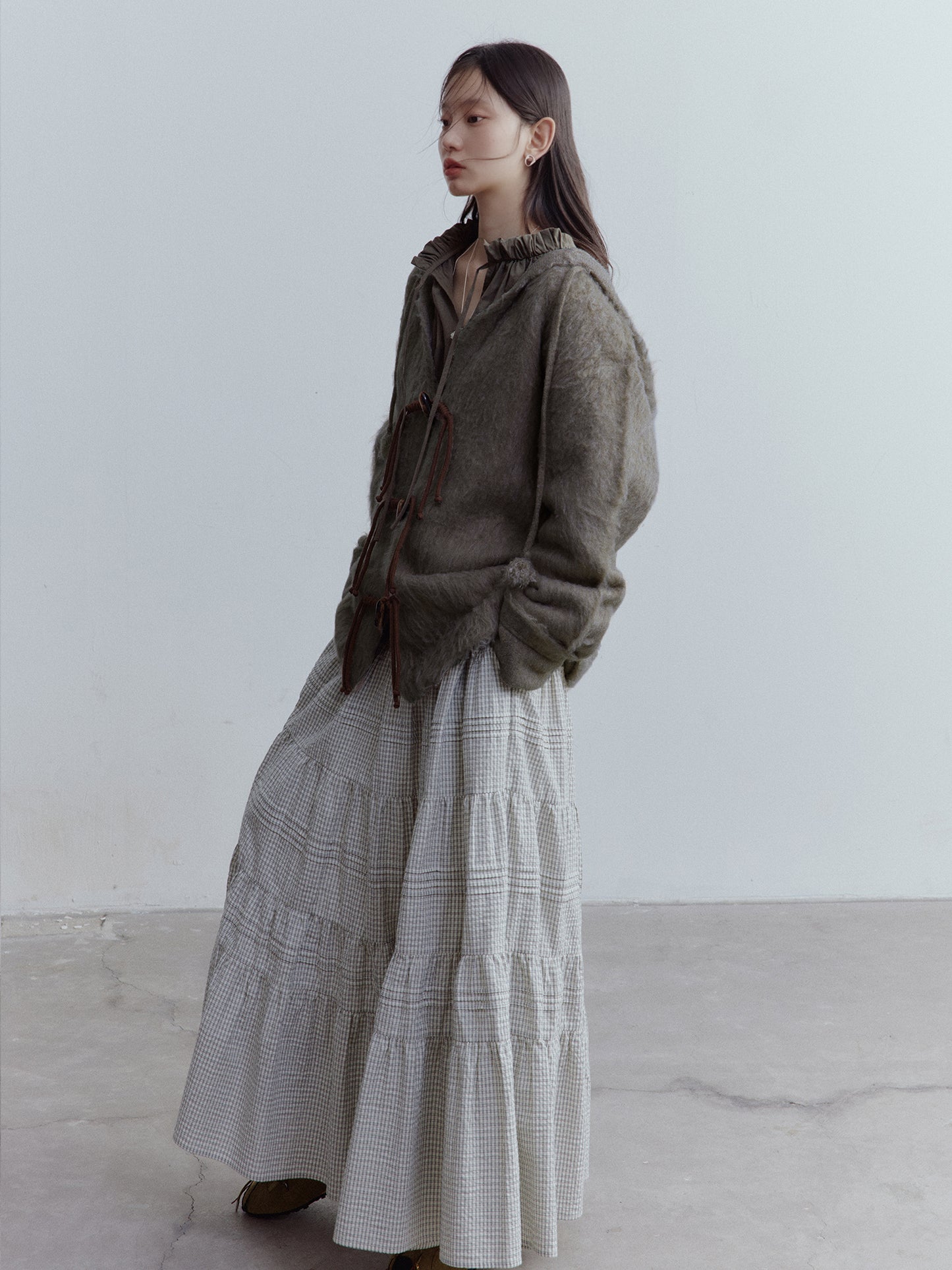 FUSSED Misty Forest Wool Mohair Knit Cardigan – Moss Green FOF-25SS130
