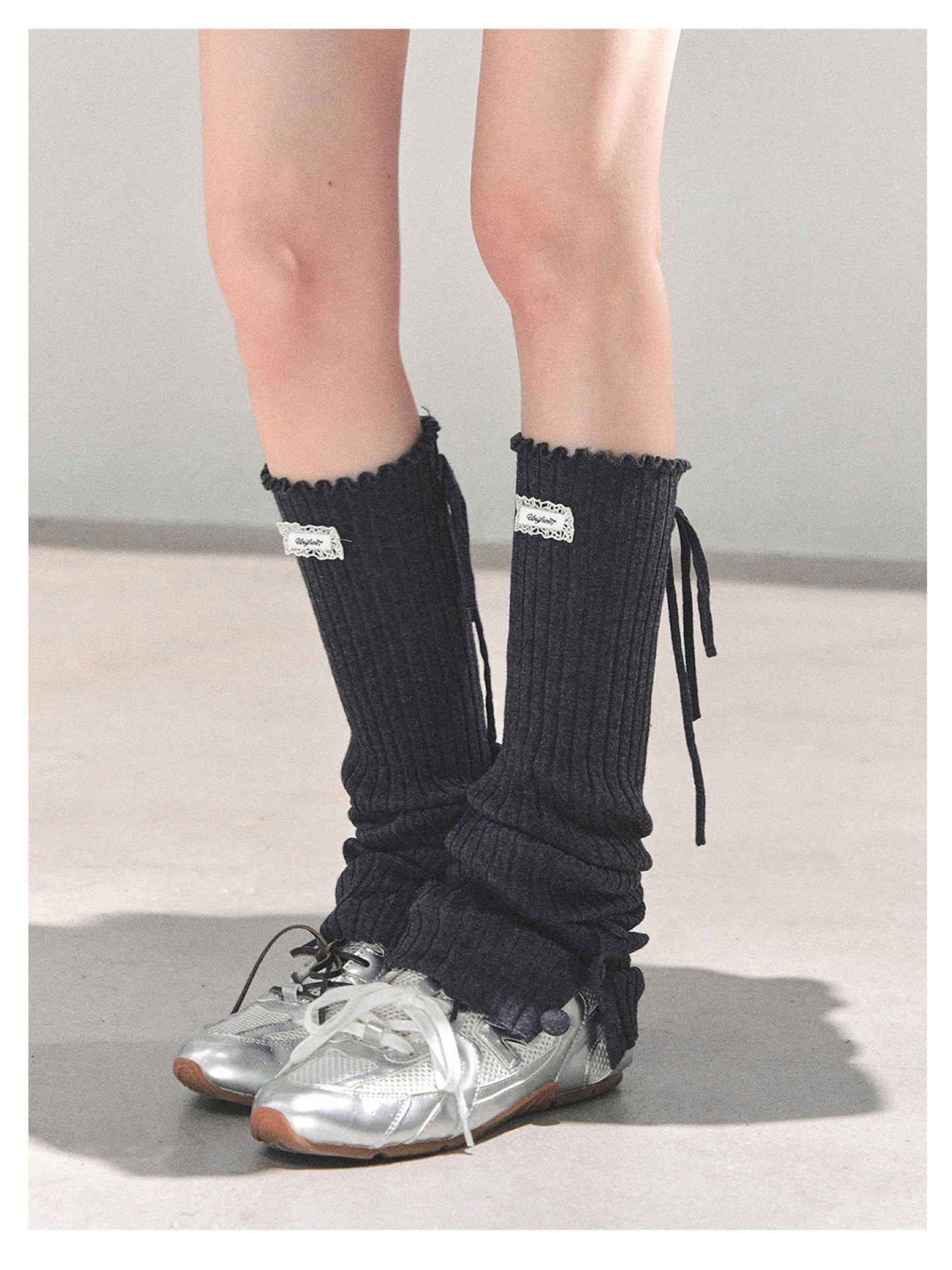 少也眼 “Whispered Warmth" Knit Winter Leg Warmers - Black