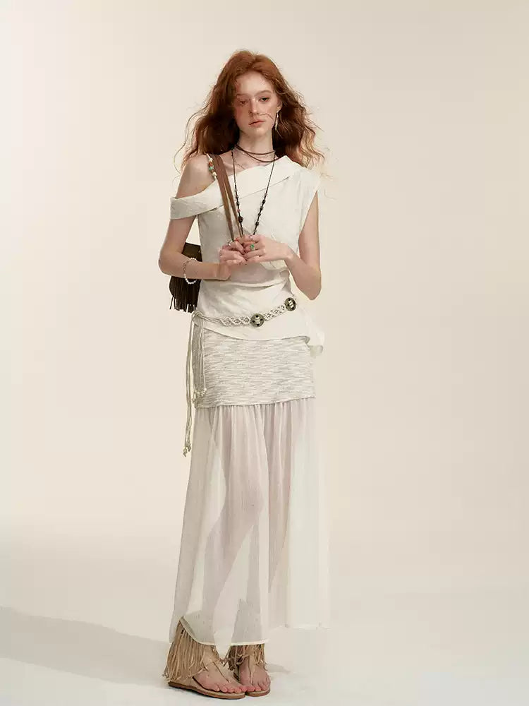 White Asymmetrical One-Shoulder Top