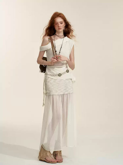 White Asymmetrical One-Shoulder Top